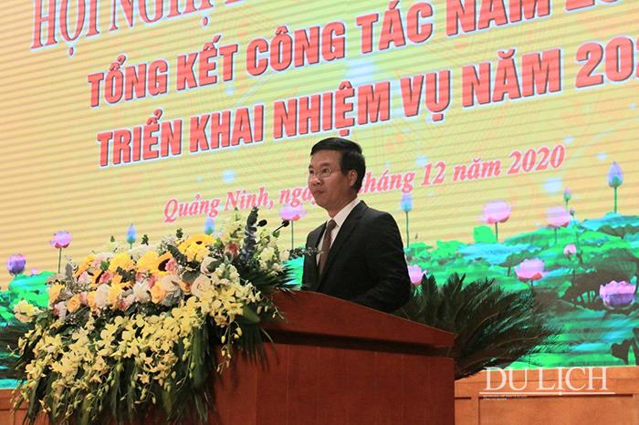 Đồng chí Võ Văn Thưởng, Ủy viên Bộ Chính trị, Bí thư Trung ương Đảng, Trưởng Ban Tuyên giáo Trung ương phát biểu kết luận Hội nghị